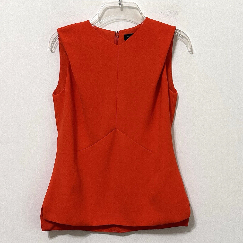 Ted Baker Osiride Sleeveless Top 0 Tomato Orange Sleeveless Office Party FLAW